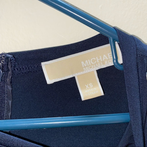 Michael Kors Studded fitted navy blue midi dress - Picture 4 of 7